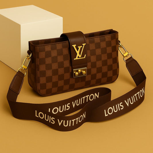 Elegant Monogram Bag with Bold LV Logo Strap Modern & Sophisticated
