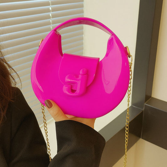 Stylish Silicone Kids Shoulder Bag Glossy Jelly Mini Handbag with Chain Strap | Stylish Girls Crossbody Purse