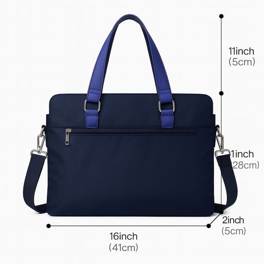 Premium Slim Laptop Bag Original Nylon Office & Travel Handbag Navy Blue, 16-inch