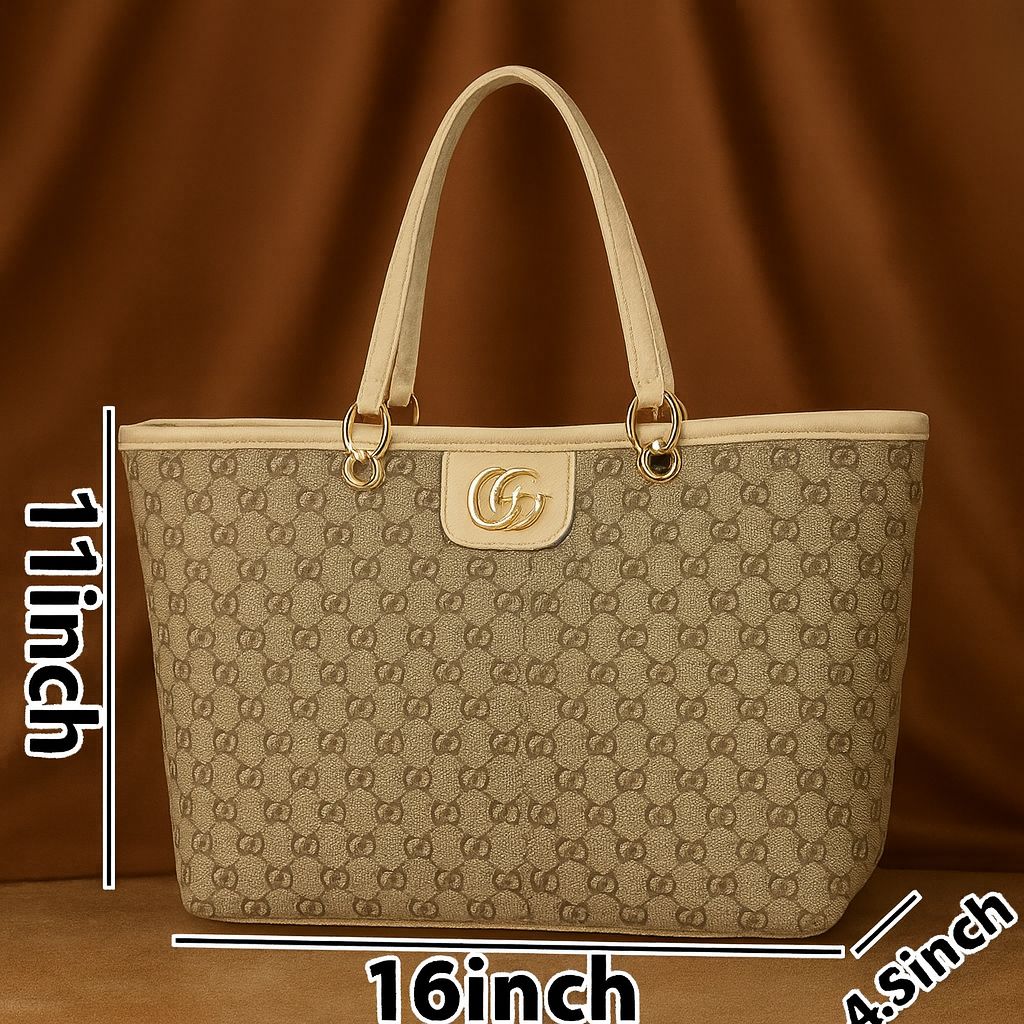 Luxury Monogram Tote Bag with Long Crossbody Strap – Spacious Women’s Handbag (5 Colors)