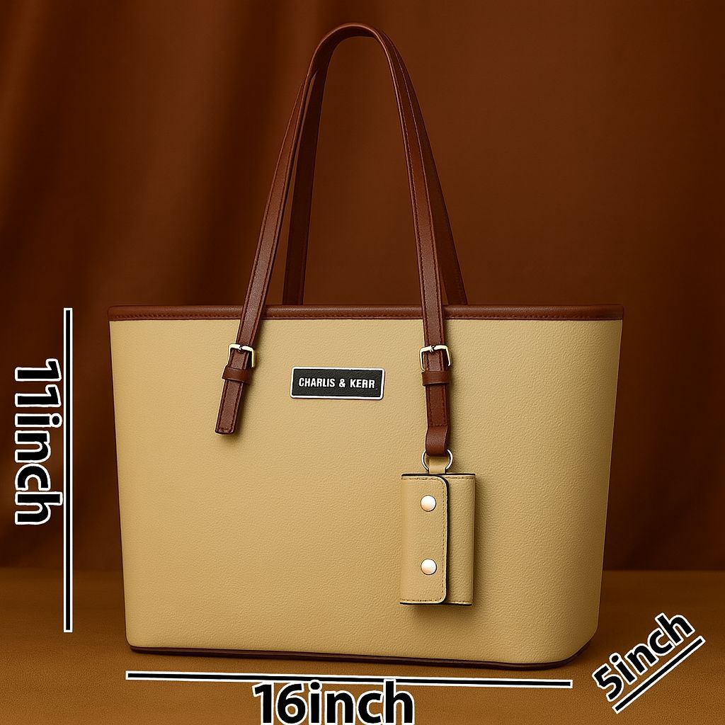 Trendy PU Leather Handbag Set Everyday Tote with Detachable Strap