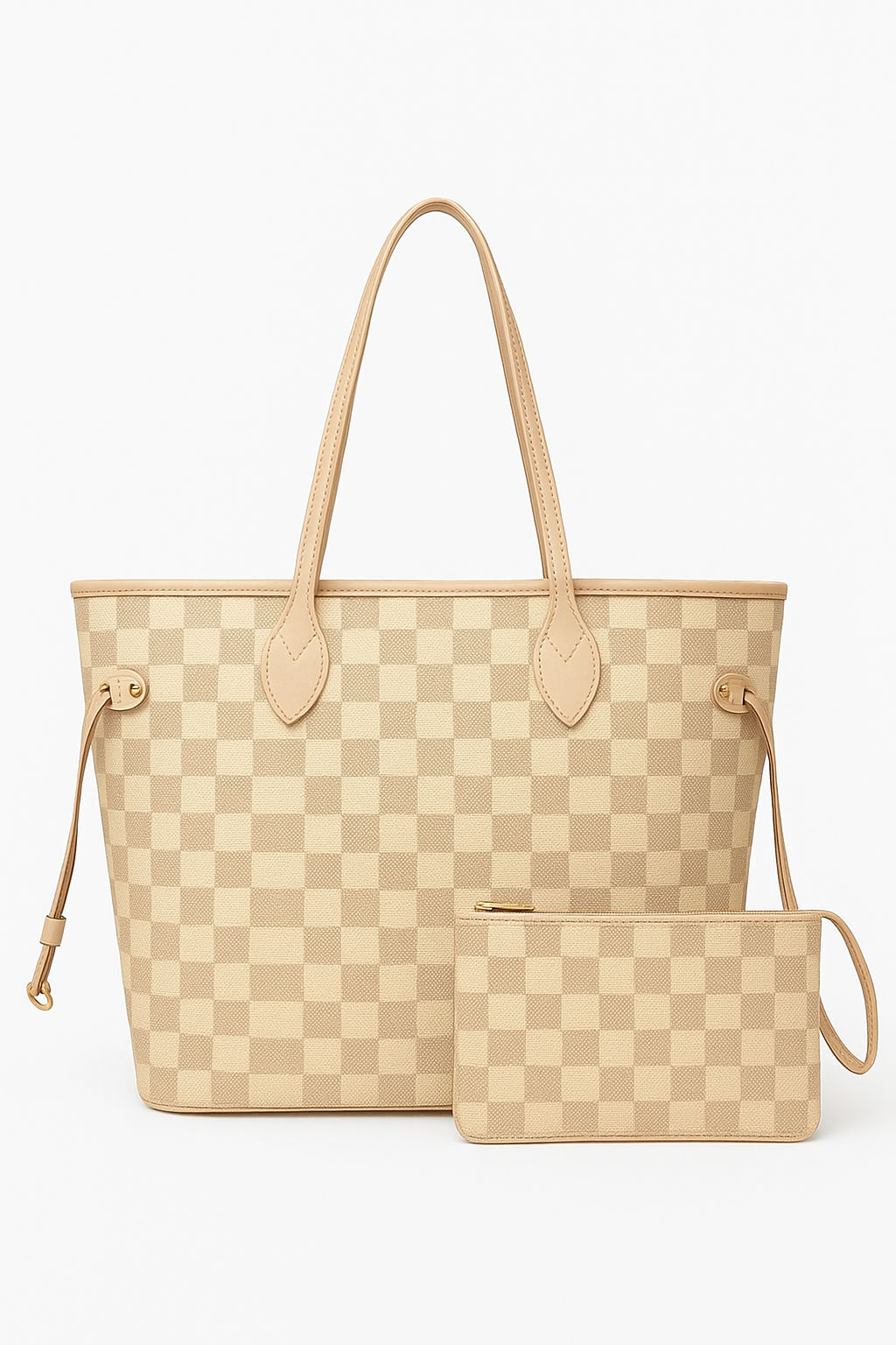 Luxury Checkered Tote Handbag with Matching Pouch Spacious, Stylish & Durable