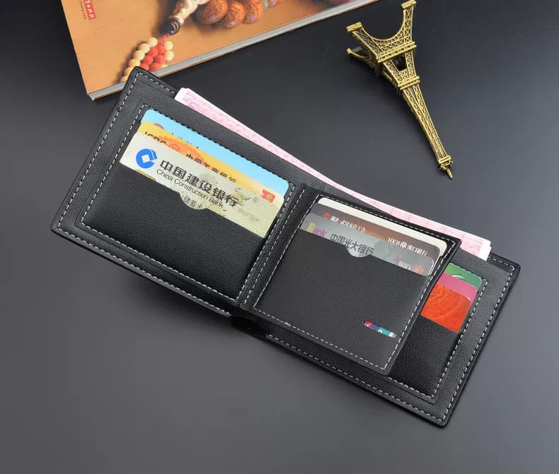 Men’s Premium Leather Bifold Wallet with Metal Accent Slim & Stylish Design