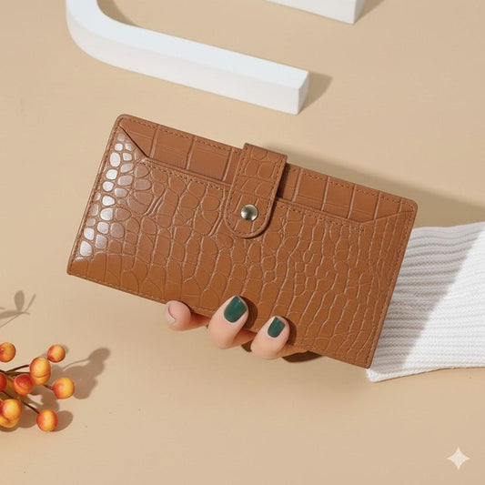 Timeless Croc-Embossed Leather-Style Wallet