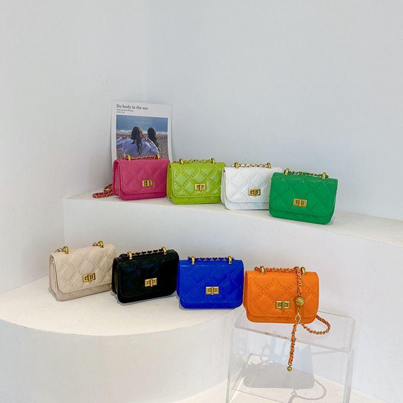 Luxury Quilted Mini Crossbody Bag for Women Lime Green with Gold Chain Strap