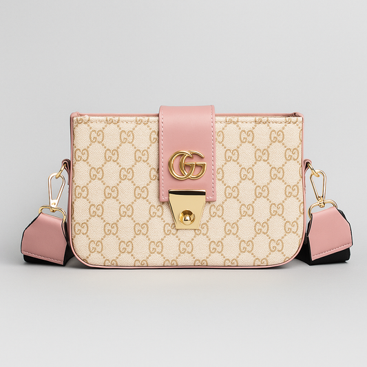 Luxury Designer Crossbody Shoulder Bag with Gold Hardware Elegant Monogram Style