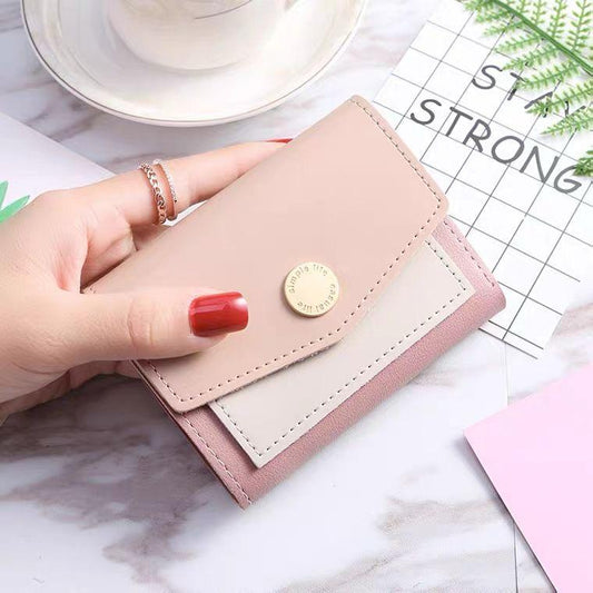 Elegant Tri-Fold Mini Leather Wallet for Women Compact Card & Cash Holder