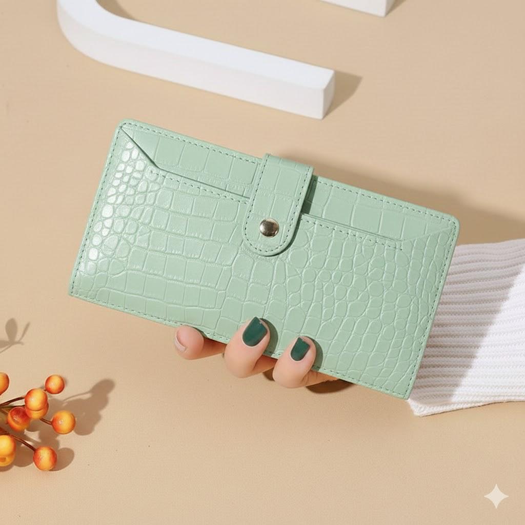 Timeless Croc-Embossed Leather-Style Wallet