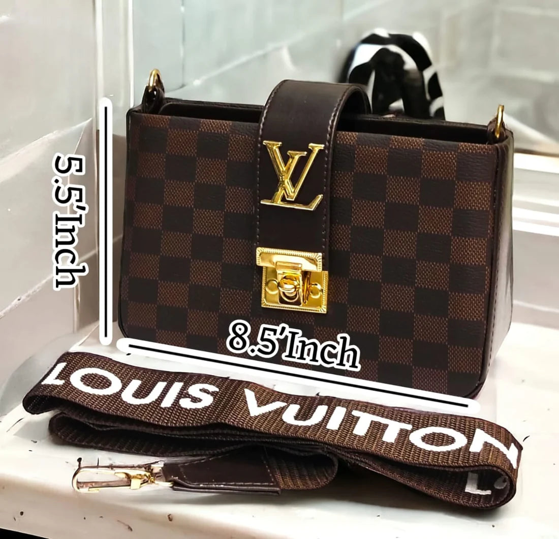 Luxury Designer Crossbody Shoulder Bag with Gold Hardware Elegant Monogram Style