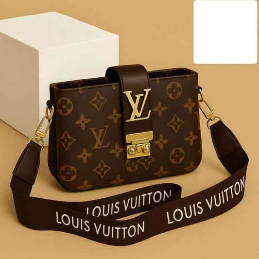 Elegant Monogram Bag with Bold LV Logo Strap Modern & Sophisticated