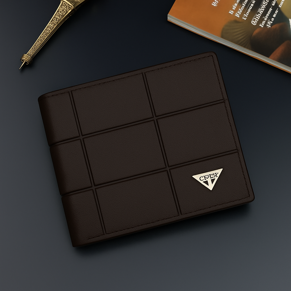 Men’s Premium Check Pattern Leather Wallet  Classic Bi-Fold Design | Available in Black, Brown & Chocolate