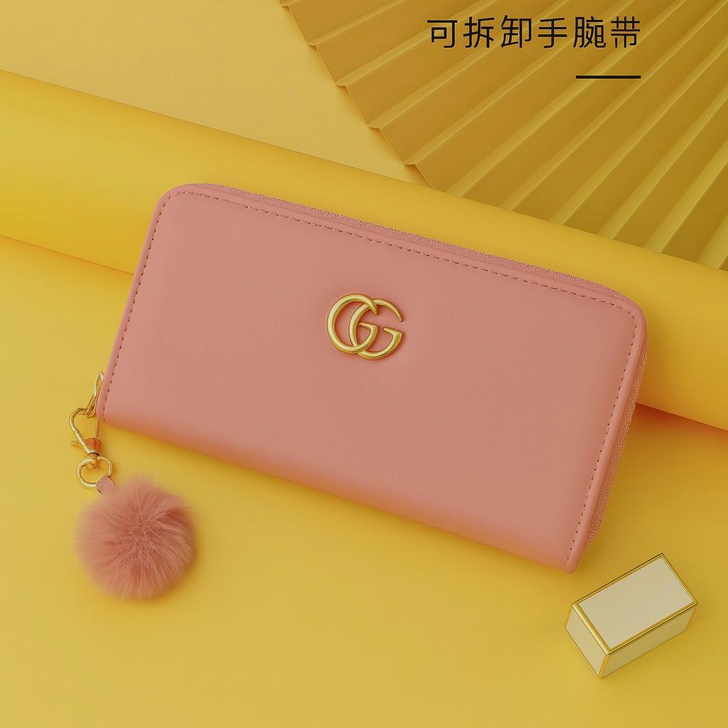Stunning Quilted Leather Wallet for Women  Elegant Zipper Clutch Purse with Wrist Strap