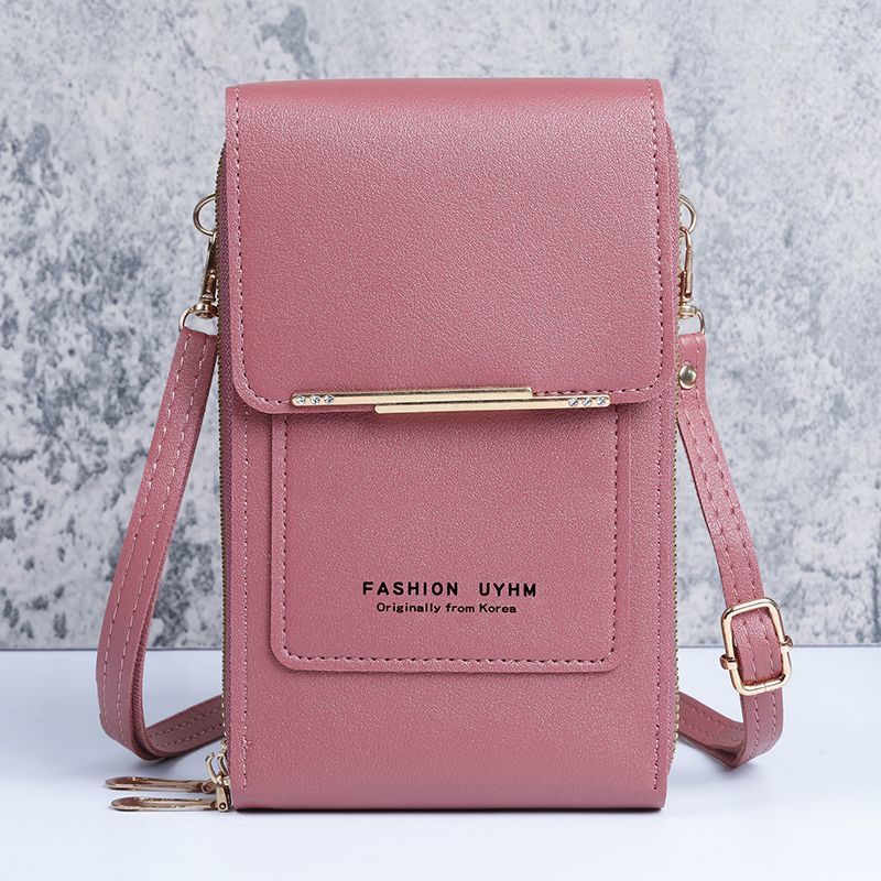 Trendy Crossbody Mobile Shoulder Bag with Double Zipper & Transparent Back Pocket