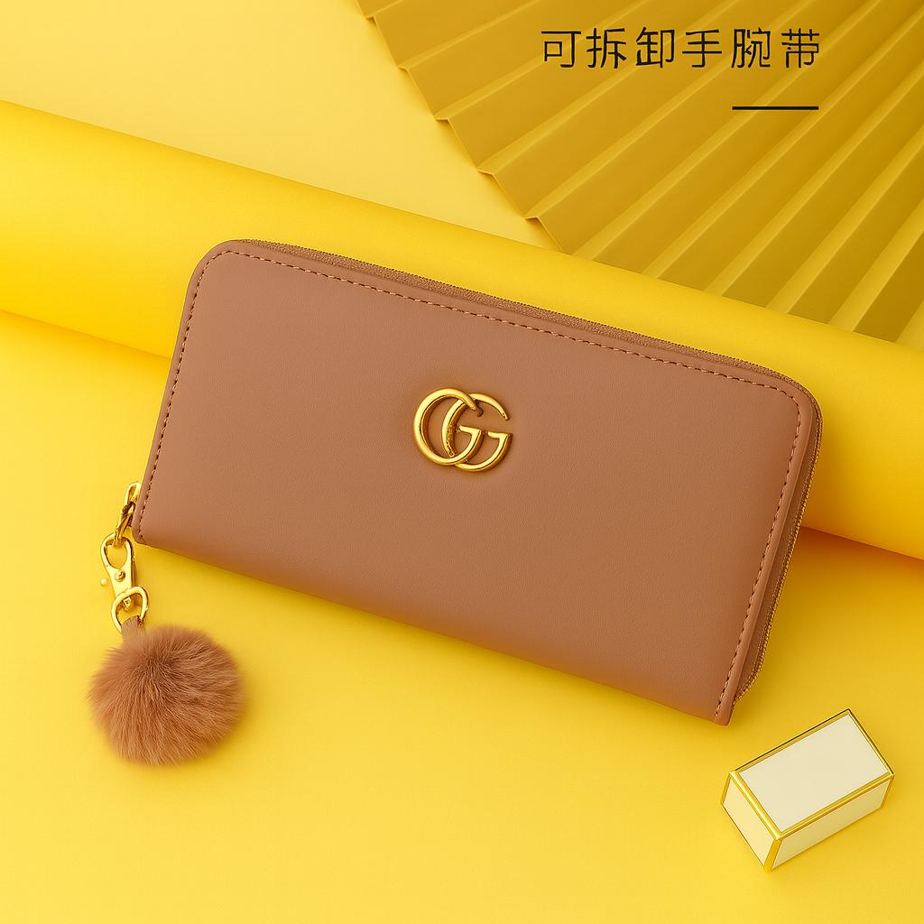 Stunning Quilted Leather Wallet for Women  Elegant Zipper Clutch Purse with Wrist Strap