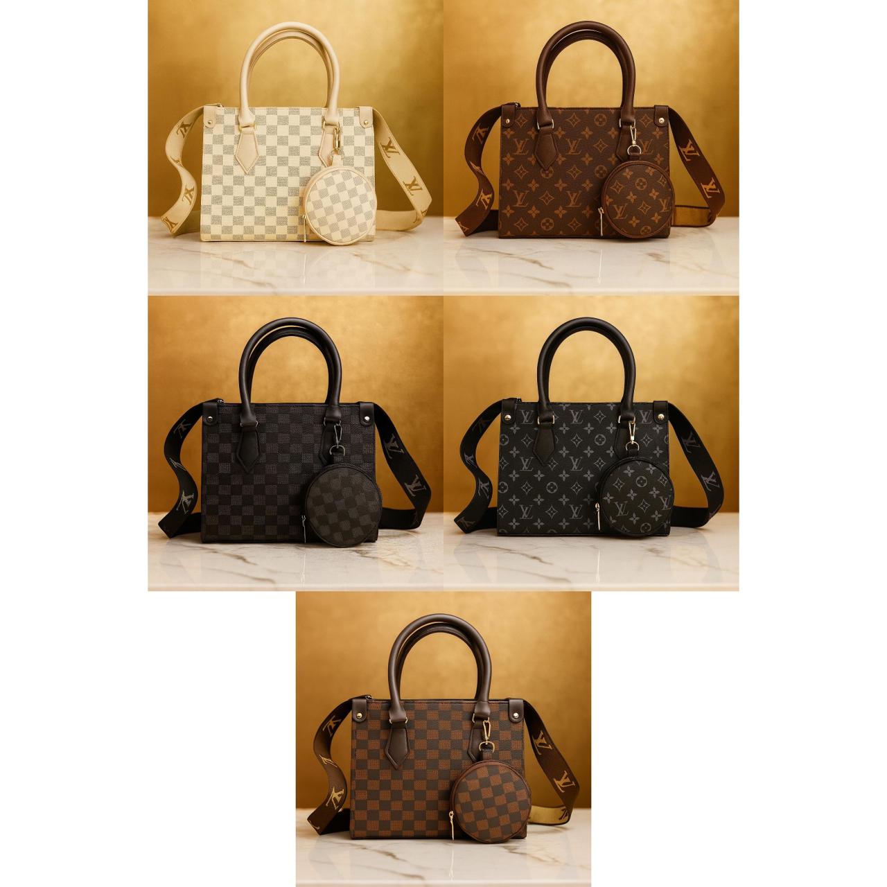 Luxury Designer-Inspired Handbag Set for Women  Elegant PU Leather Tote with Mini Pouch | 5 Colors Available