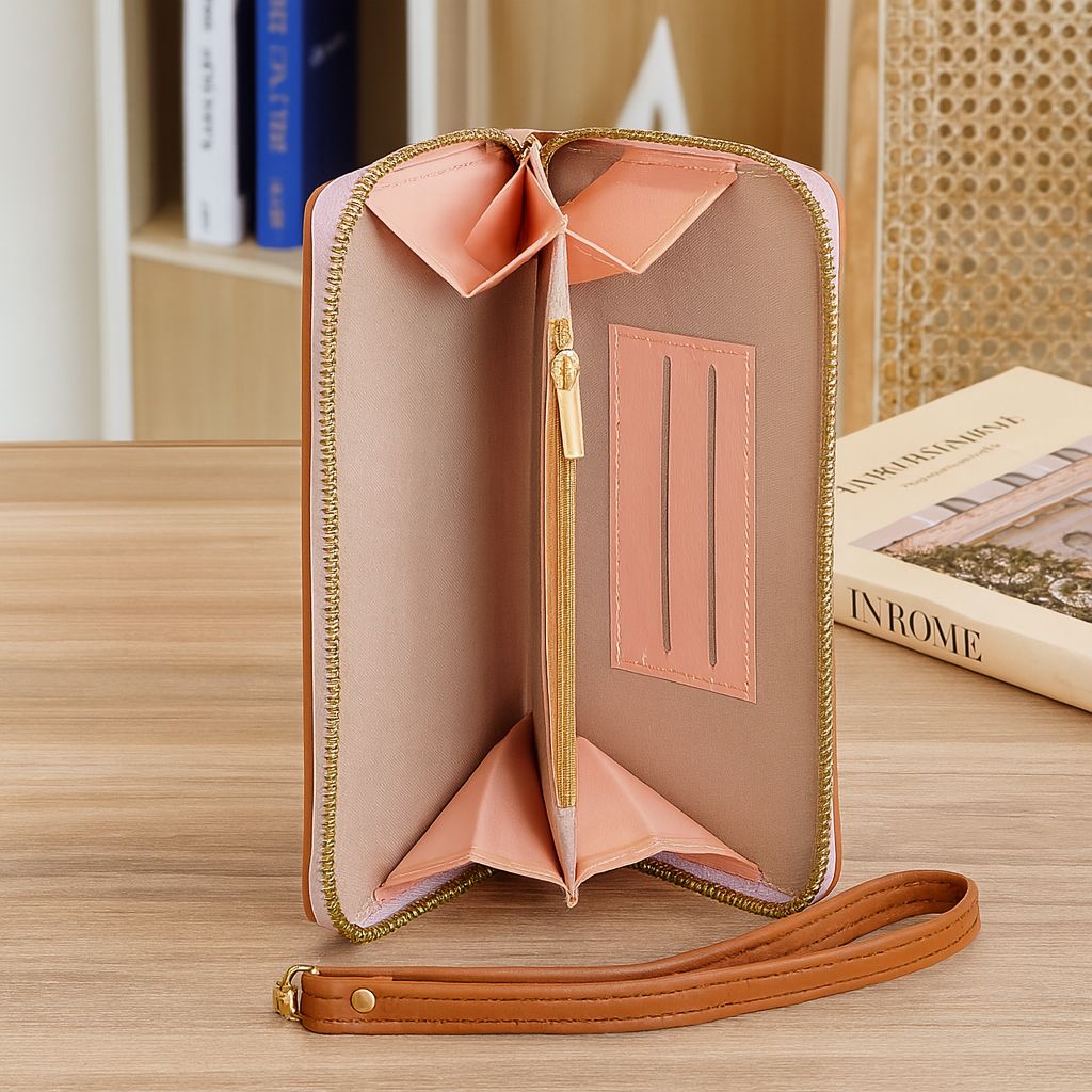 Classic Women’s Zip-Around Wallet  Stylish PU Leather Clutch Purse