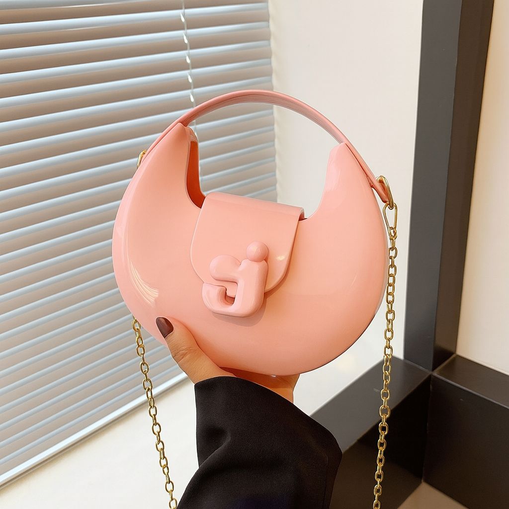 Stylish Silicone Kids Shoulder Bag Glossy Jelly Mini Handbag with Chain Strap | Stylish Girls Crossbody Purse