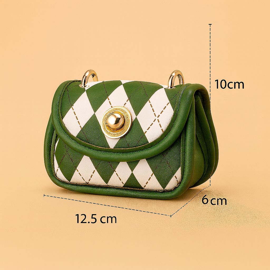 Chic Mini Argyle Crossbody Bag with Gold Chain Strap