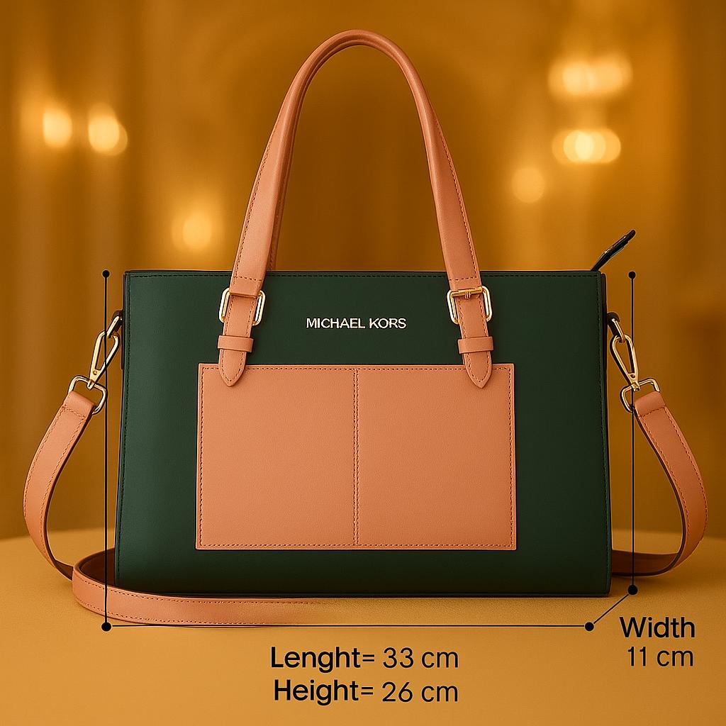 Luxury Dual Tone Leather Handbag for Women Elegant Designer Shoulder & Crossbody Bag
