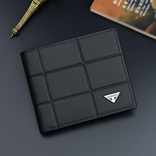 Men’s Premium Check Pattern Leather Wallet  Classic Bi-Fold Design | Available in Black, Brown & Chocolate