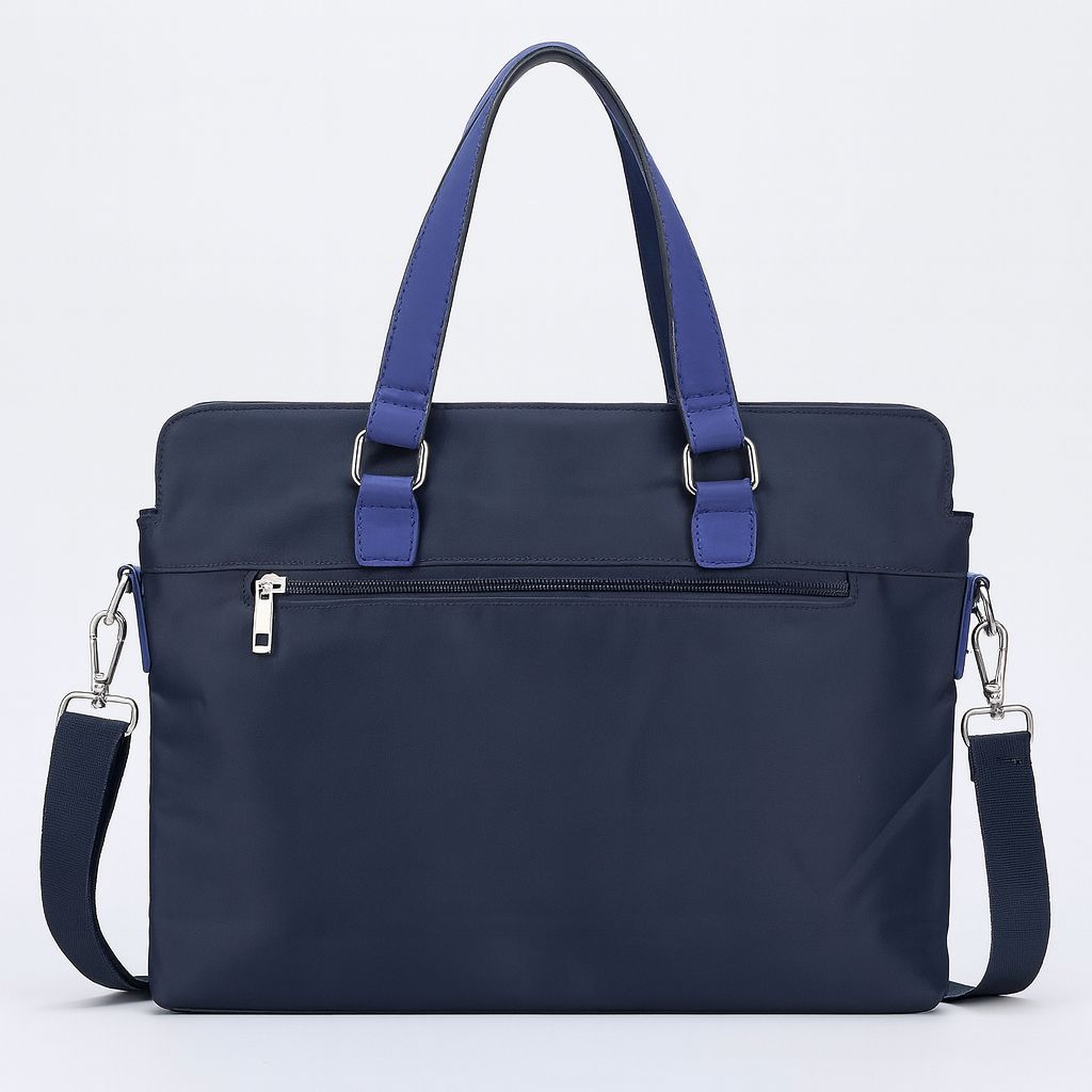 Premium Slim Laptop Bag Original Nylon Office & Travel Handbag Navy Blue, 16-inch