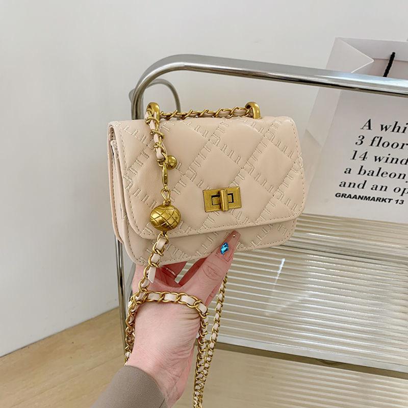 Luxury Quilted Mini Crossbody Bag for Women Lime Green with Gold Chain Strap