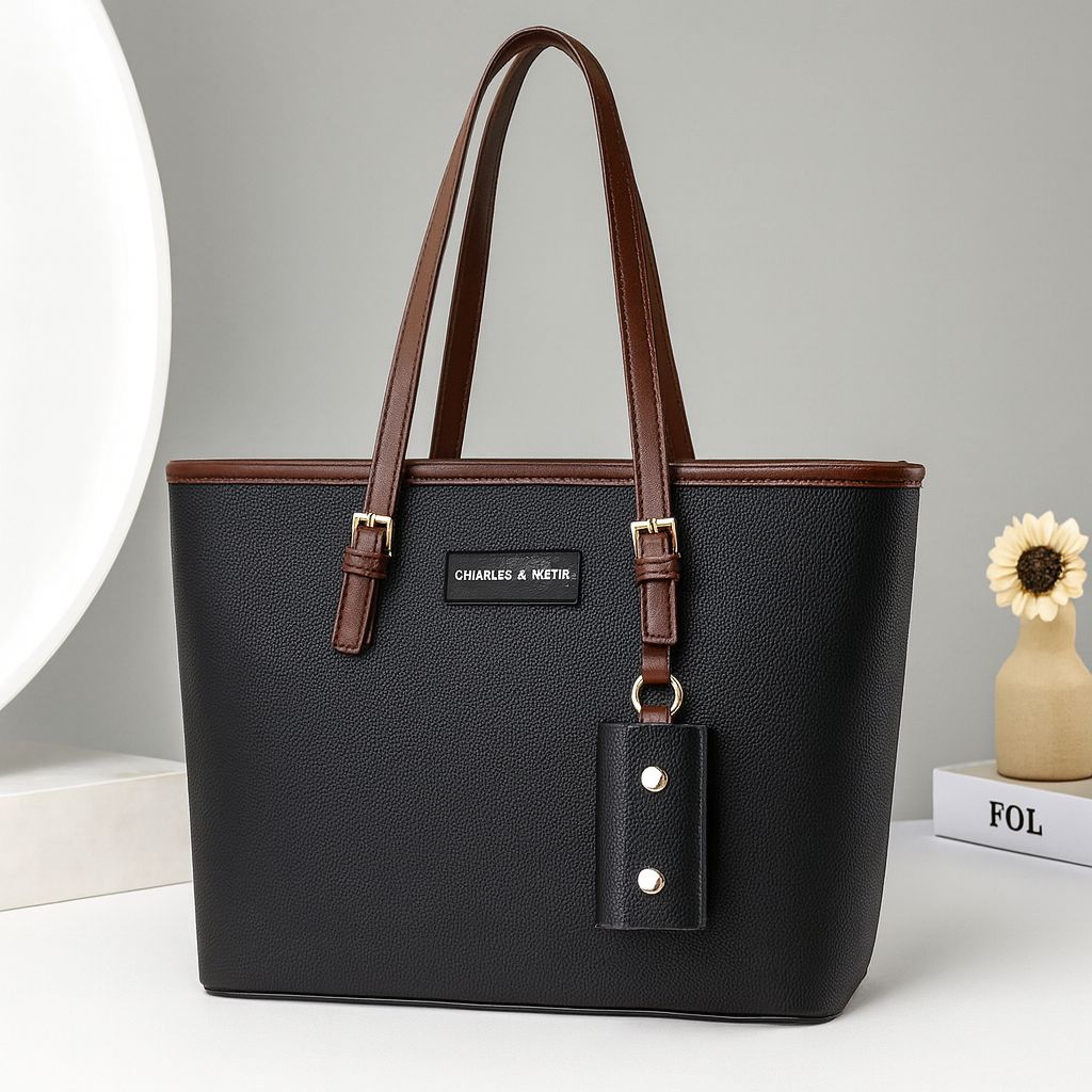 Trendy PU Leather Handbag Set  Everyday Tote with Detachable Strap