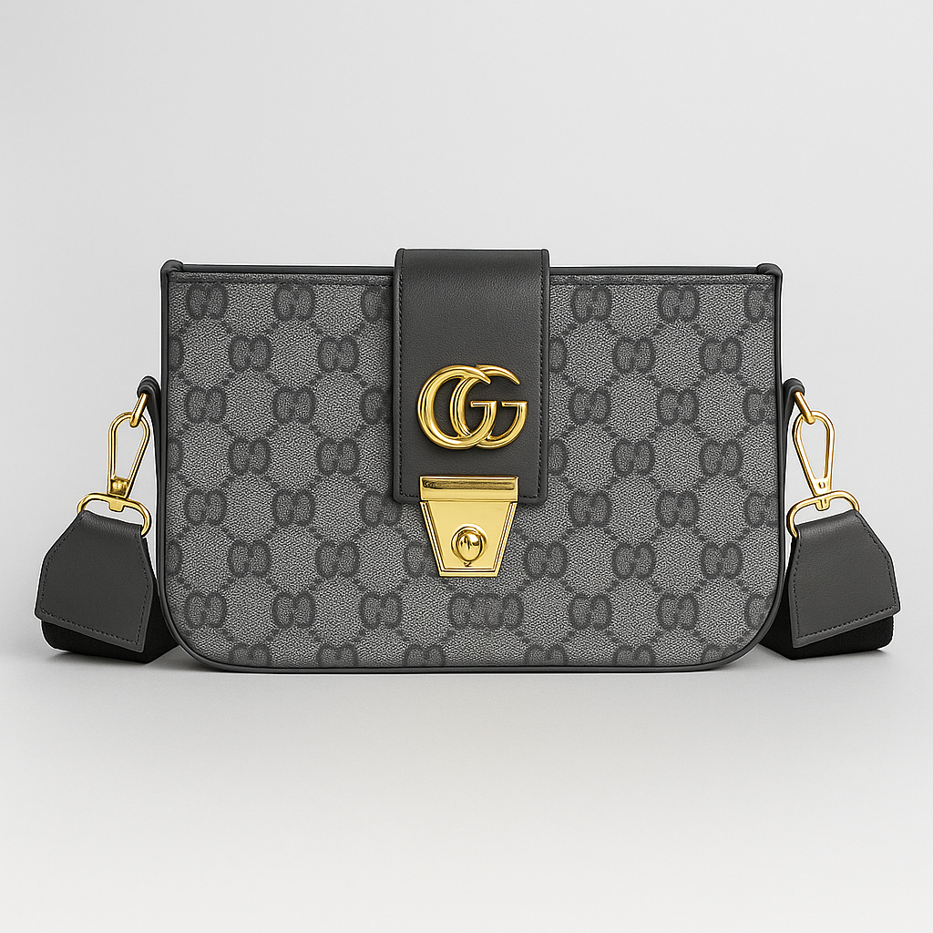 Luxury Designer Crossbody Shoulder Bag with Gold Hardware  Elegant Monogram Style