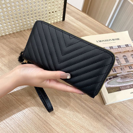 Classic Women’s Zip-Around Wallet  Stylish PU Leather Clutch Purse