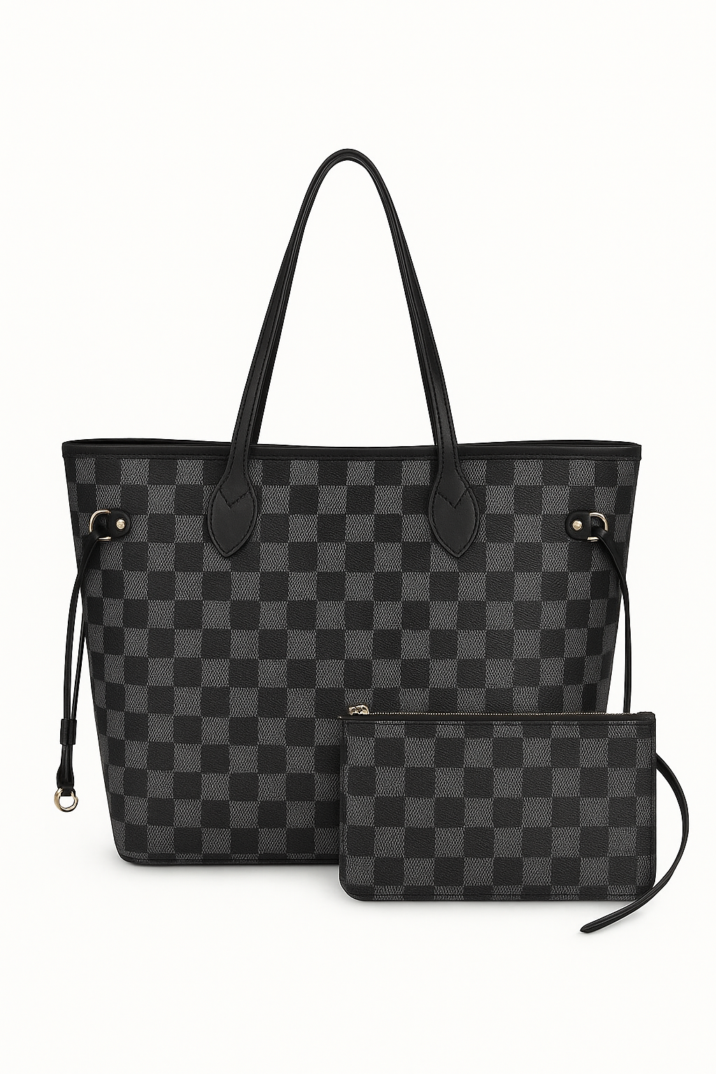 Luxury Checkered Tote Handbag with Matching Pouch  Spacious, Stylish & Durable
