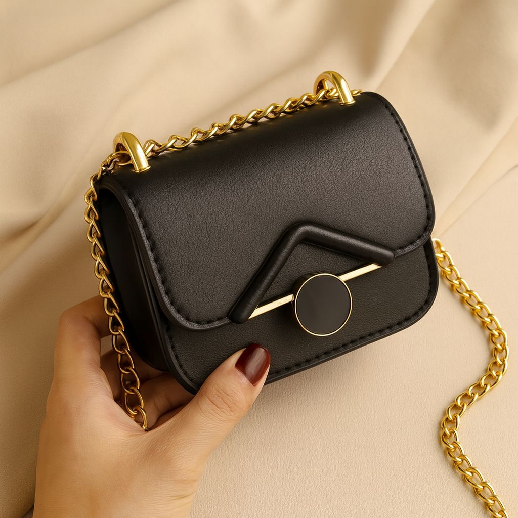 Elegant Mini Crossbody Bag with Gold Chain Strap Stylish Small Shoulder Bag for Women