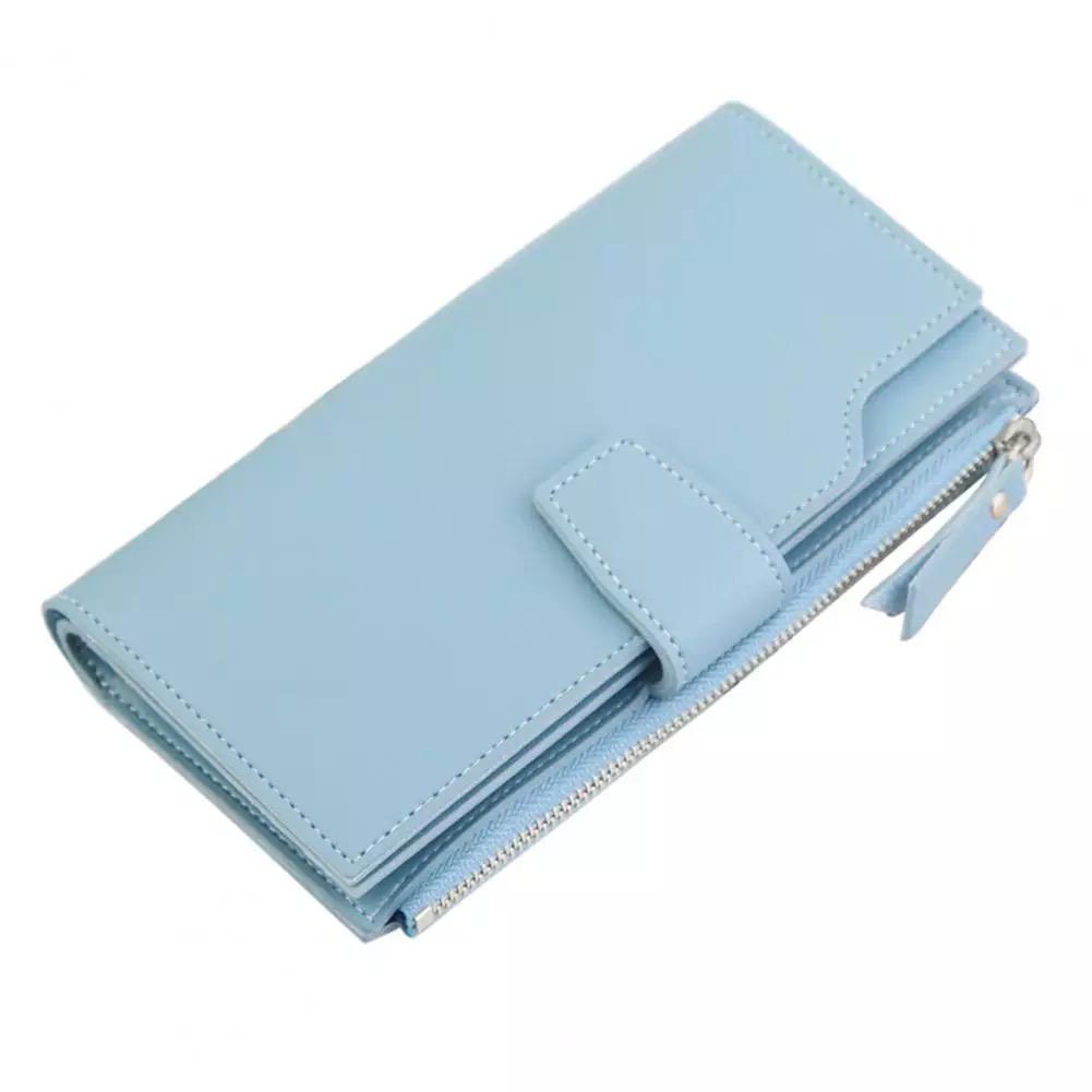 Fancy Multi Color Women’s Long Leather Wallet with Zipper & Snap Closure
