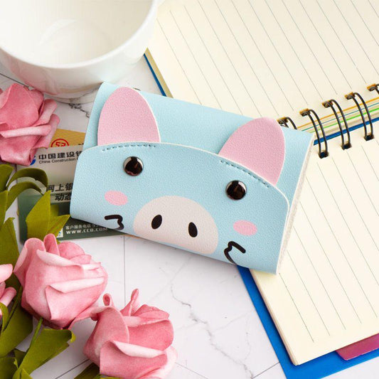 Cute Cartoon Face Mini Wallet  Compact Coin Purse & Card Holder for Kids & Women