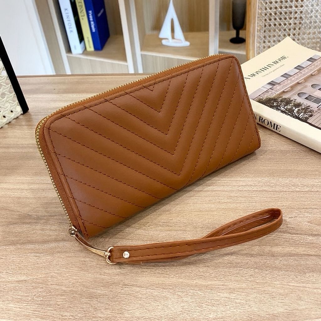 Classic Women’s Zip-Around Wallet  Stylish PU Leather Clutch Purse