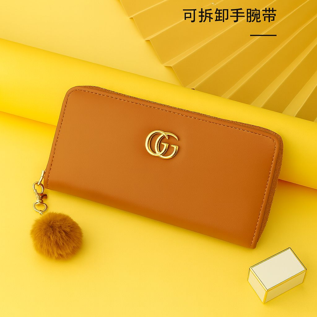 Stunning Quilted Leather Wallet for Women  Elegant Zipper Clutch Purse with Wrist Strap