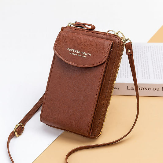 Forever Young Multi Color Crossbody Wallet Bag Women’s PU Leather Mobile Shoulder Purse