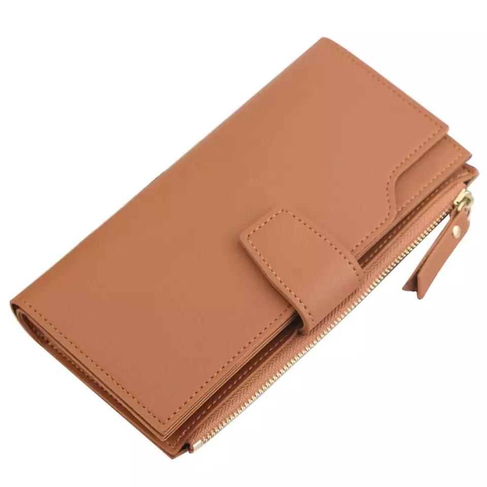 Fancy Multi Color Women’s Long Leather Wallet with Zipper & Snap Closure