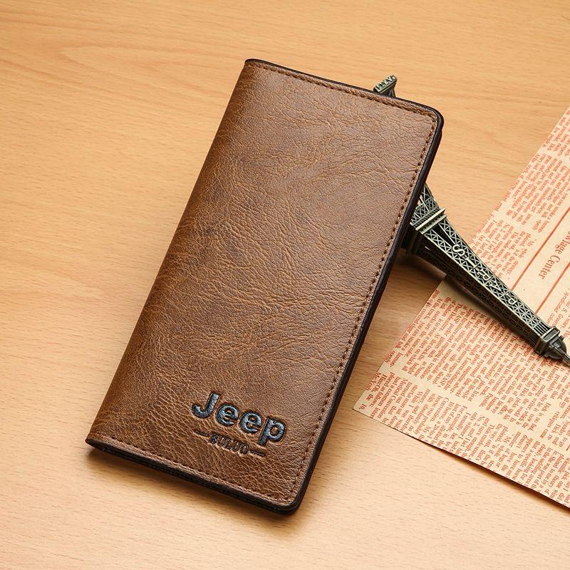 Jeep Premium Leather Long Wallet for Men  Slim Bifold Card & Cash Holder