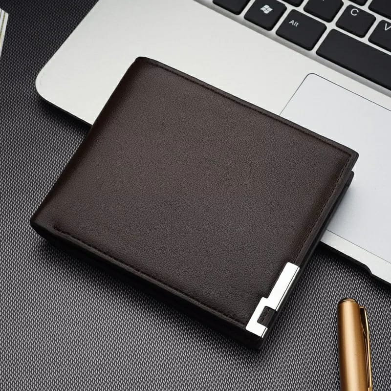 Men’s Premium Leather Bifold Wallet with Metal Accent  Slim & Stylish Design