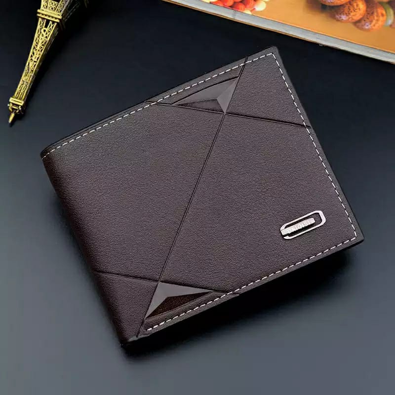 Men’s Premium Geometric Leather Wallet  Stylish Slim Bifold Design