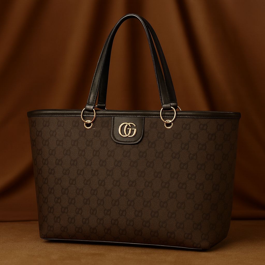 Luxury Monogram Tote Bag with Long Crossbody Strap – Spacious Women’s Handbag (5 Colors)