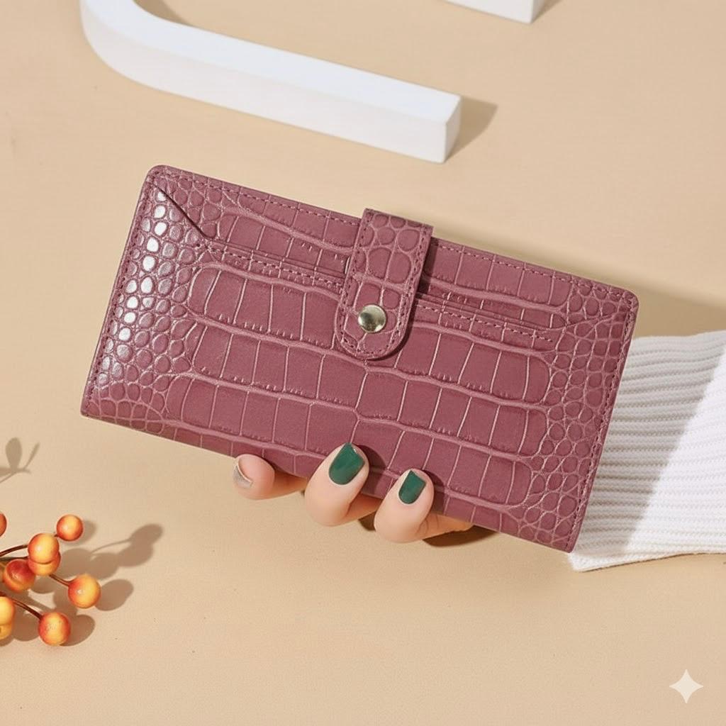 Timeless Croc-Embossed Leather-Style Wallet