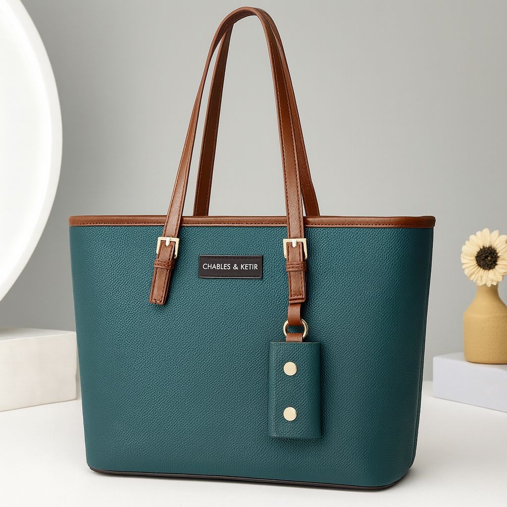 Trendy PU Leather Handbag Set  Everyday Tote with Detachable Strap