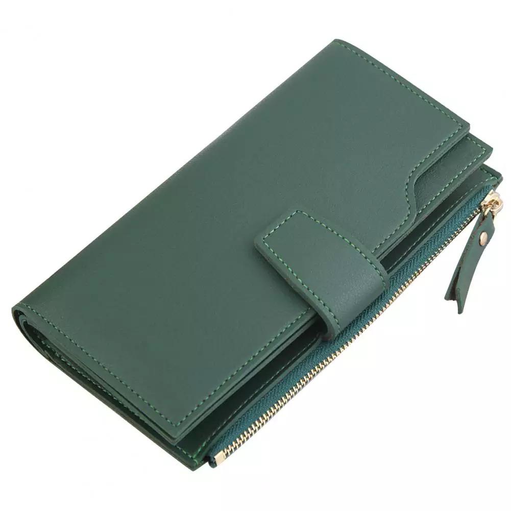 Fancy Multi Color Women’s Long Leather Wallet with Zipper & Snap Closure