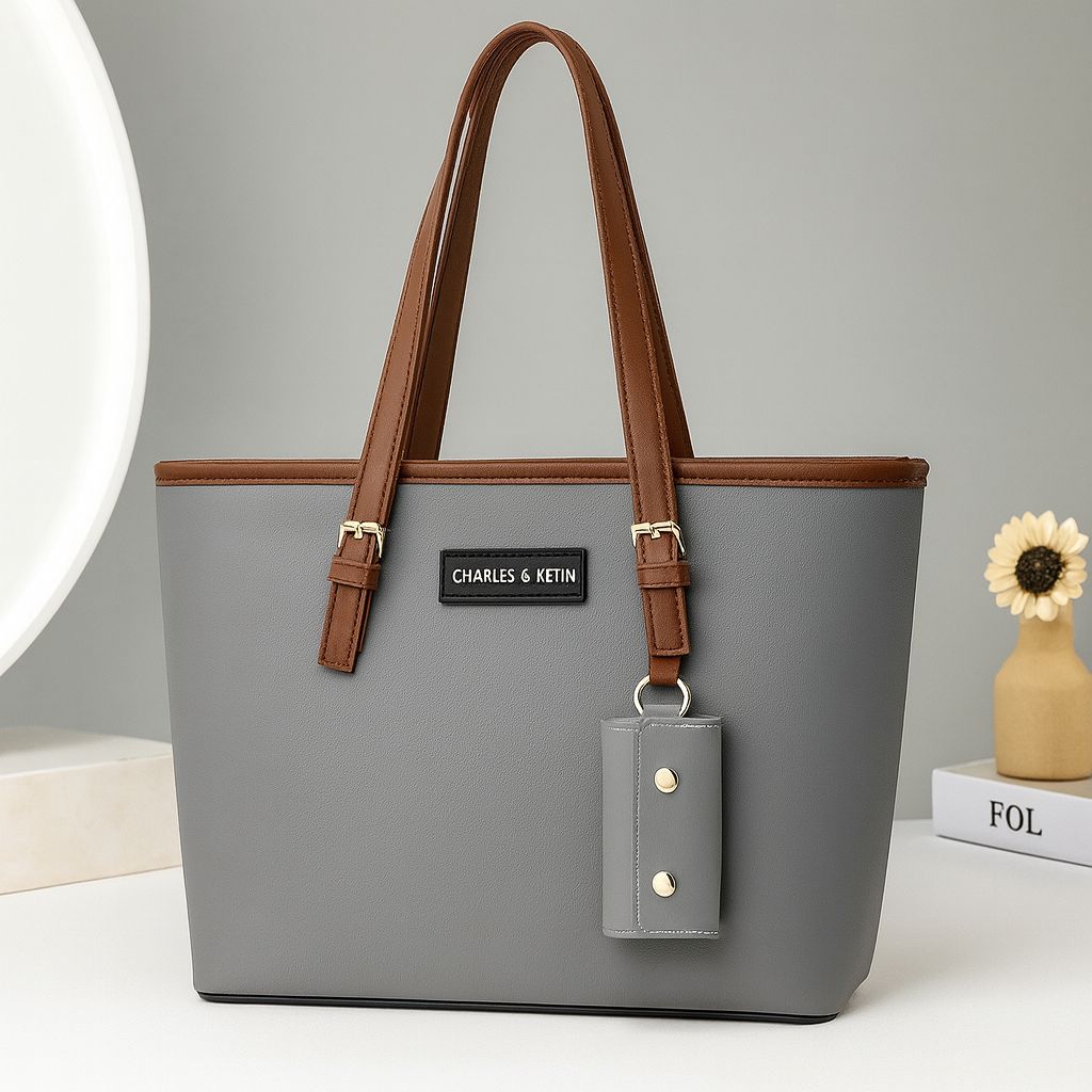 Trendy PU Leather Handbag Set  Everyday Tote with Detachable Strap