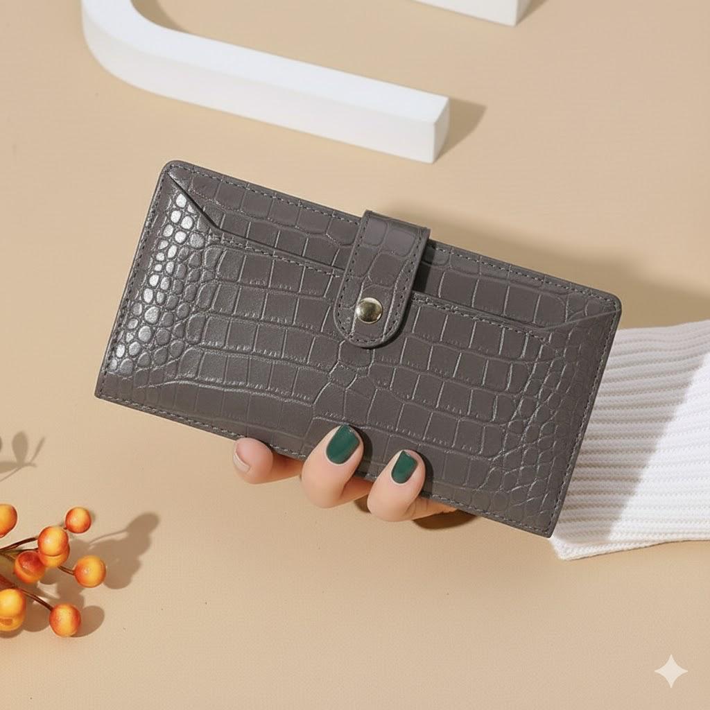 Timeless Croc-Embossed Leather-Style Wallet