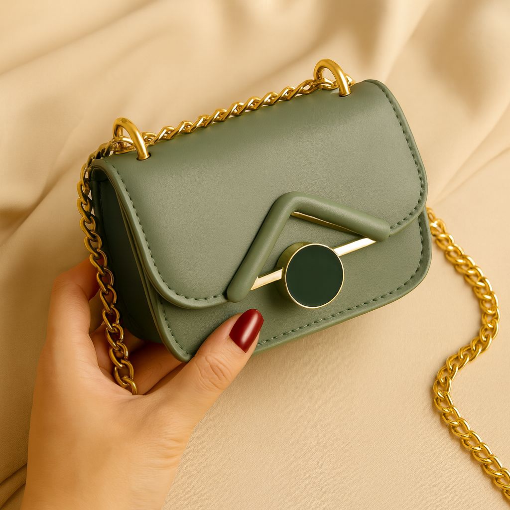 Elegant Mini Crossbody Bag with Gold Chain Strap Stylish Small Shoulder Bag for Women