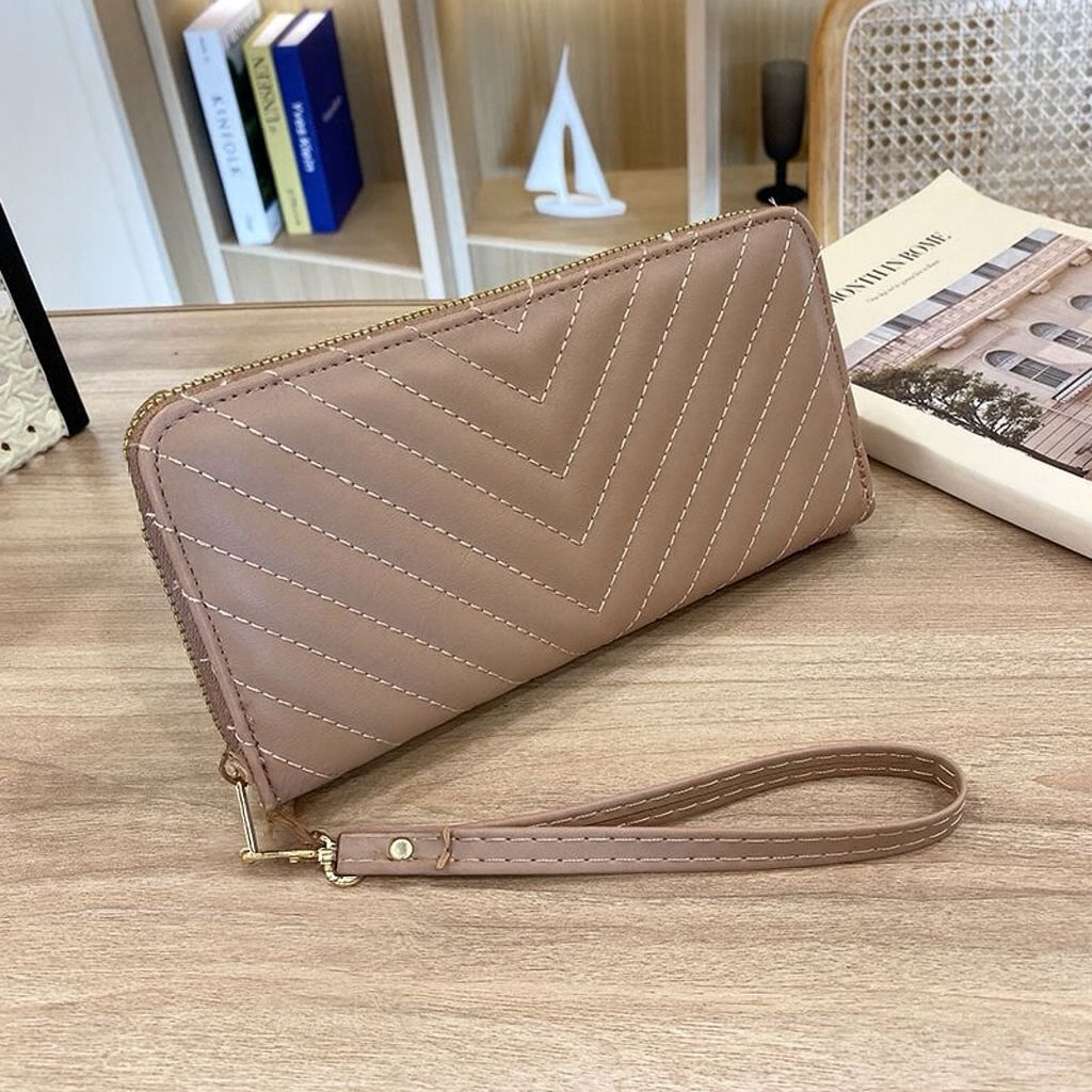 Classic Women’s Zip-Around Wallet  Stylish PU Leather Clutch Purse