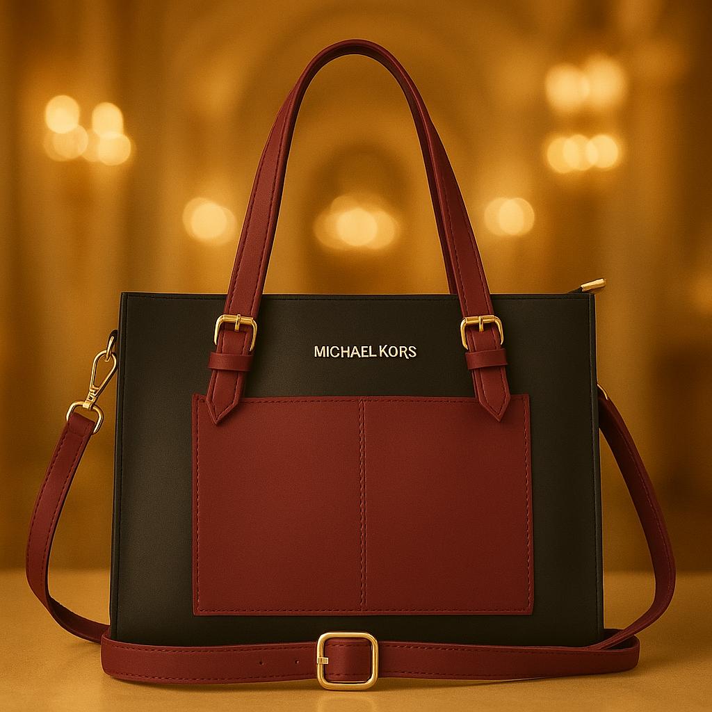 Luxury Dual Tone Leather Handbag for Women Elegant Designer Shoulder & Crossbody Bag