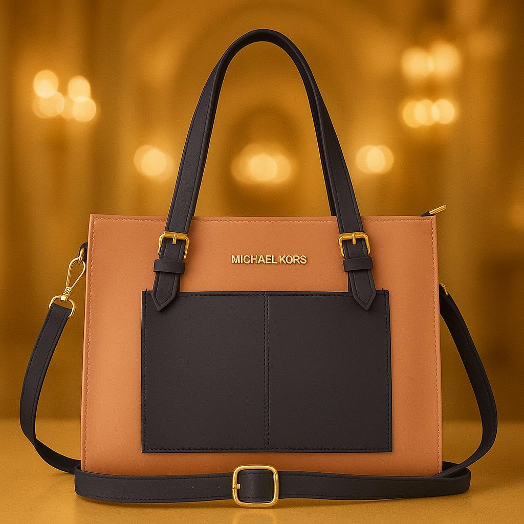 Luxury Dual Tone Leather Handbag for Women Elegant Designer Shoulder & Crossbody Bag